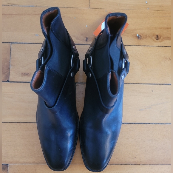 Frye Black Leather Ankle Booties with Buckle - Picture 6 of 9